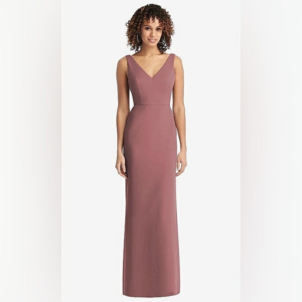 Social Bridesmaid Sleeveless Tie Back Chiffon Trumpet Gown in Rosewood Size 14